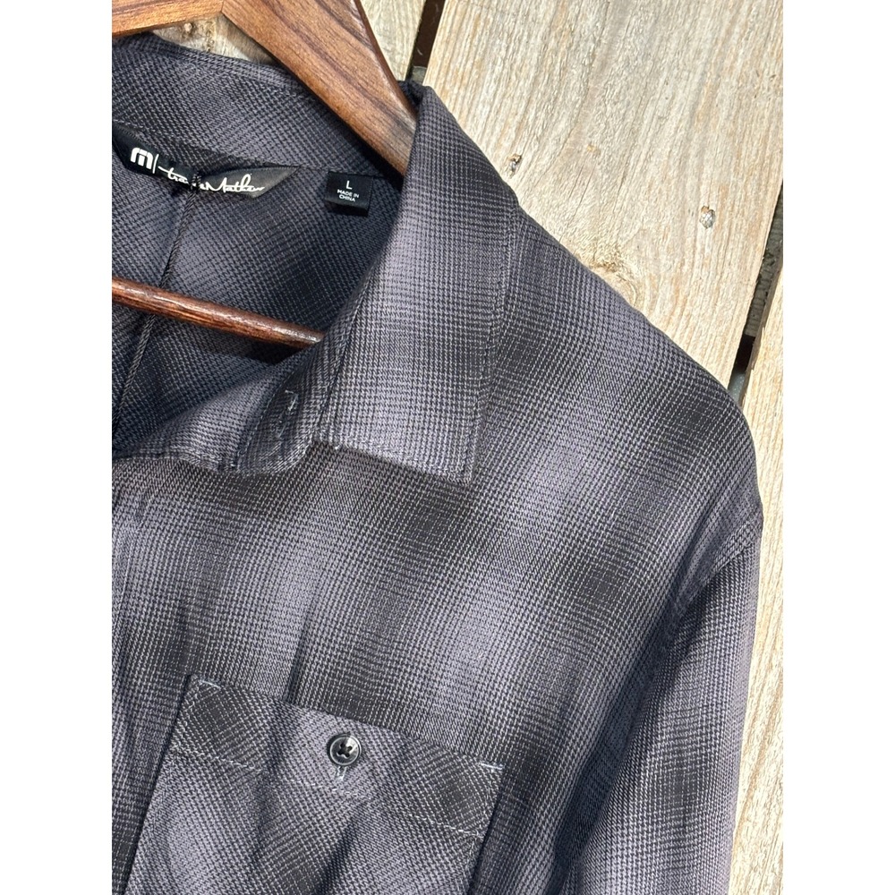 TravisMathew Brocation Men L Grey Black Ombre Plaid Button Down Shirt 1MR408 NEW - Picture 2 of 8